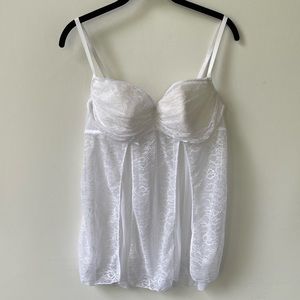 Frederick’s of Hollywood White Lace Chemise Top Women’s size XL